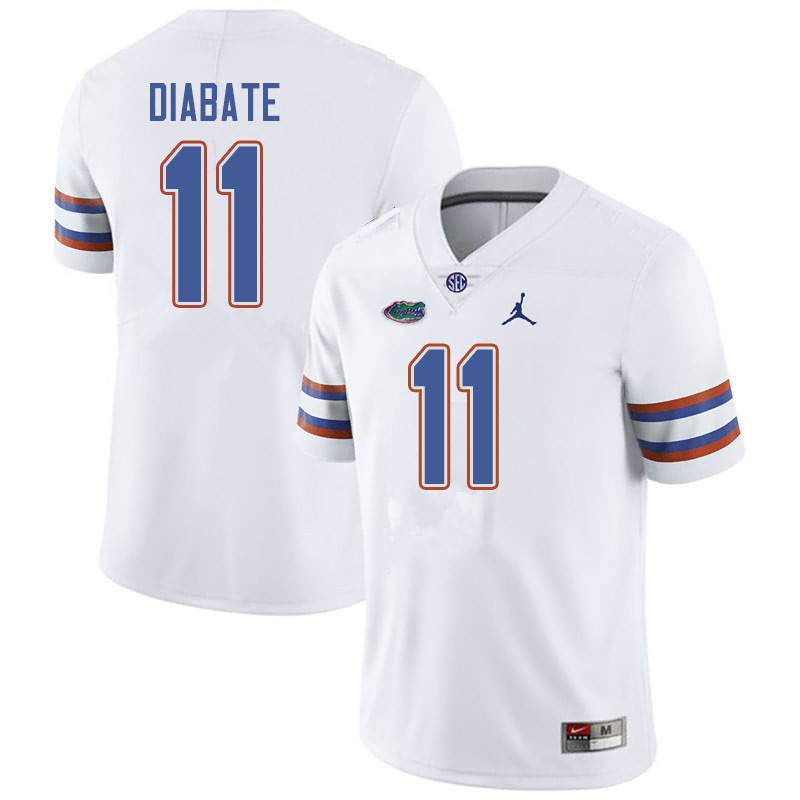 NCAA Florida Gators Mohamoud Diabate Men's #11 Jordan Brand White Stitched Authentic College Football Jersey BTE8264YB